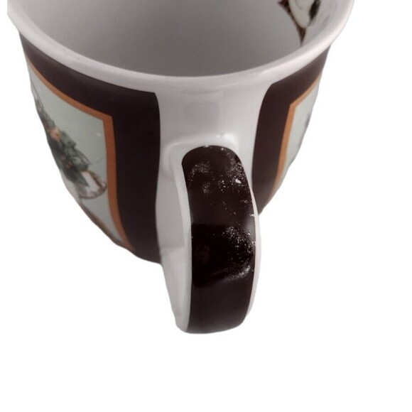 Snowman Coffee Mug Tea Cup Holiday Christmas Holly Scarf White Brown Read - Picture 7 of 7